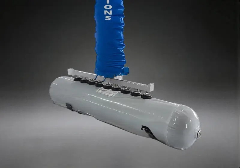 Paper roll core gripping film roll curved surface suction and fabric roll handling